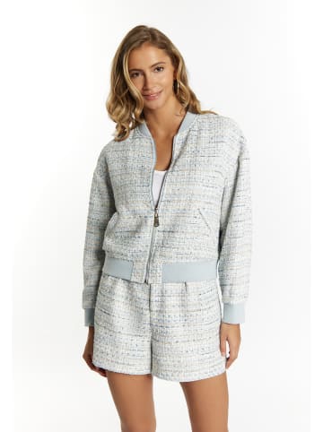 faina Damen Bouclé Blouson in Hellblau Mehrfarbig