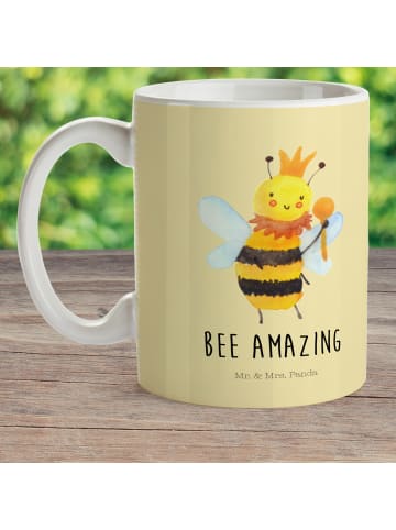 Mr. & Mrs. Panda Plastikbecher Biene König mit Spruch in Gelb Pastell