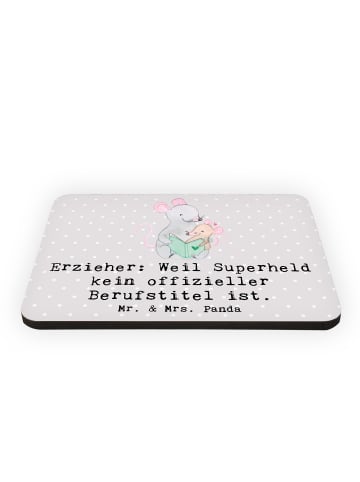 Mr. & Mrs. Panda Magnet Erzieher Superheld mit Spruch in Grau Pastell