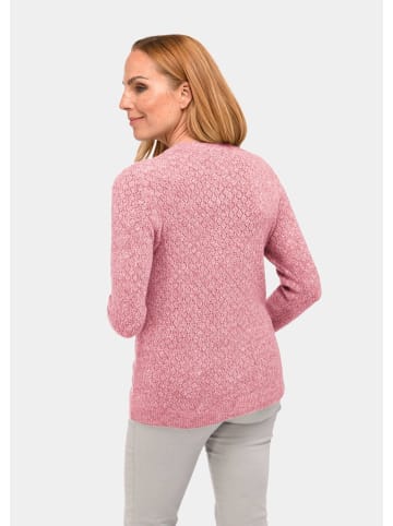 GOLDNER Kurzgröße:  Femininer Ajourpullover aus Melange in rosé / melange