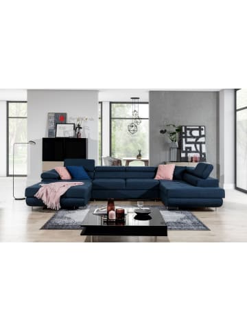 MF Design Rodri Recamiere Rechts in Navyblau -  (L) 202 x (B) 345 x (H) 90 cm