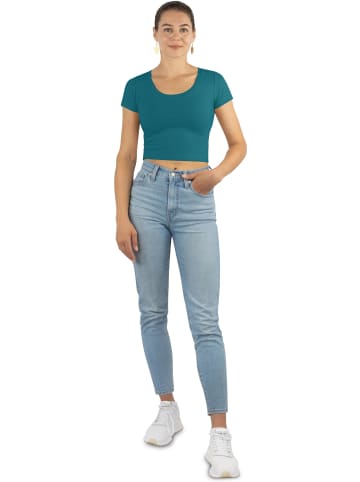 Janice 2 x Damen crop T-Shirt Nantes in Petrol/Schwarz