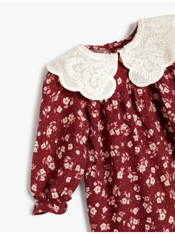 KOTON Kleid in Bordo Gemustert