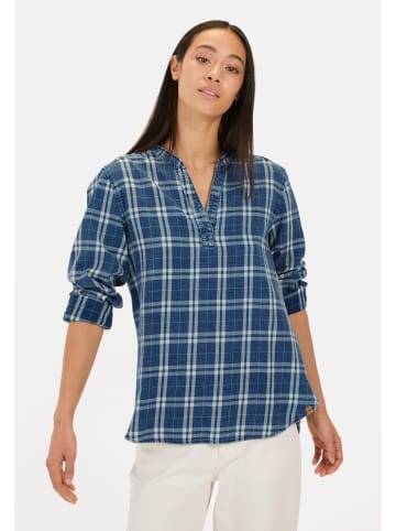 Camel Active Schlupfbluse aus reiner Baumwolle in Karo Blau
