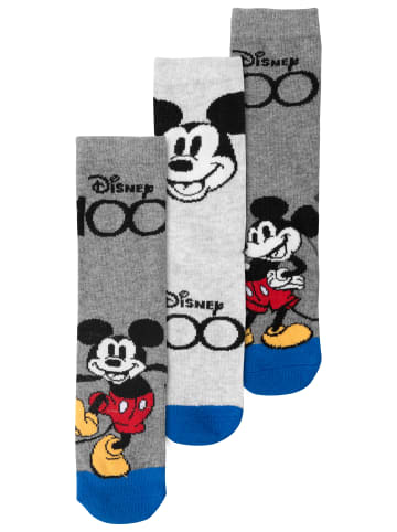 United Labels 3er Pack Disney Mickey Mouse Socken Sneaker Kindersocken Söckchen in grau