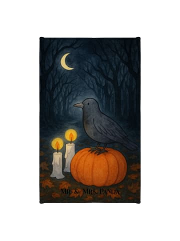 Mr. & Mrs. Panda Baumwollhandtuch Krähe Halloween Design ohne Sp... in Weiß