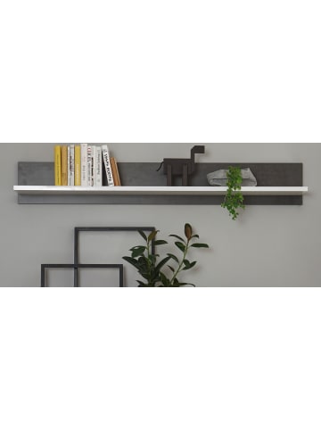 Furn.Design Wandboard weiß Hochglanz, grau Stone, Wandregal 150 cm