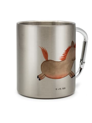 Mr. & Mrs. Panda Thermobecher Pferd Springen ohne Spruch in Silber