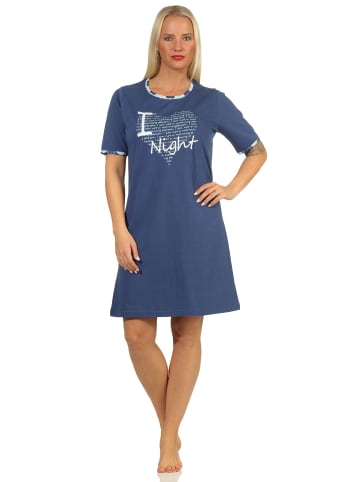 NORMANN kurzarm Nachthemd Bigshirt Herz - 67258 in navy