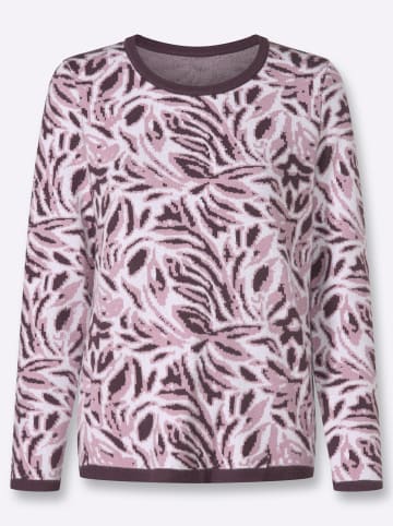 WITT WEIDEN Jacquard-Pullover in aubergine-ecru-gemustert