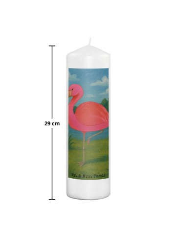 Mr. & Mrs. Panda Bedruckte Kerze Flamingo Classic Design ohne Sp... in Weiß