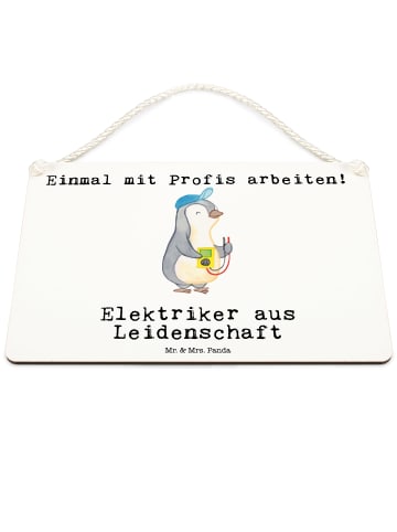Mr. & Mrs. Panda Deko Schild Elektriker Leidenschaft mit Spruch in Weiß