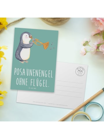 Mr. & Mrs. Panda Ansichtskarte Engel Posaune mit Spruch in Meeresbrise