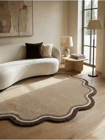 KADIMA DESIGN Wollteppich Kurzflor WINCH Bordüre Abstrakt Handgetuftet Naturfaser in Natur