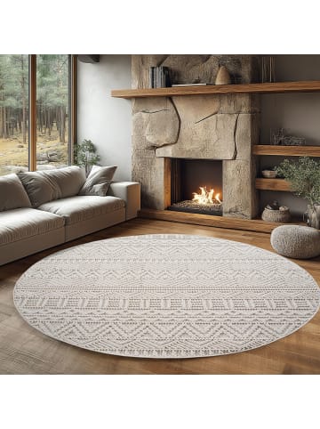 Teppich Boss Kurzflor Teppich Helix 2202, rund - Creme