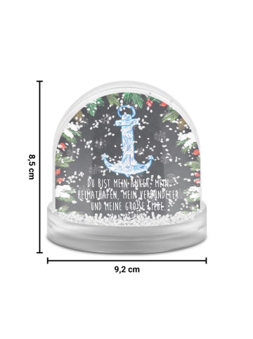 Mr. & Mrs. Panda Schneekugel Weihnachten Anker Blau mit Spruch in Kreidetafel