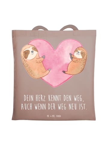 Mr. & Mrs. Panda Tote Bag Trennung von den Eltern mit Spruch in Braun Pastell