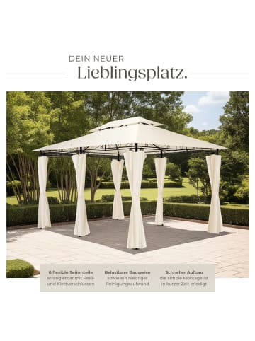 tectake Rattan Gartenzelt 4 x 3 m, inklusive Spannseilen und Heringen