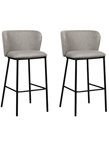Beliani 2-tlg Barhocker MINA in Grau/Schwarz