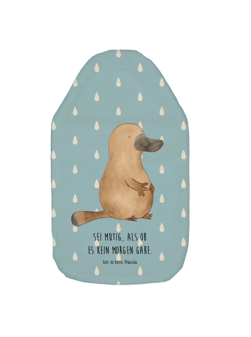 Mr. & Mrs. Panda heizflasche Schnabeltier Mut mit Spruch in Blau Pastell
