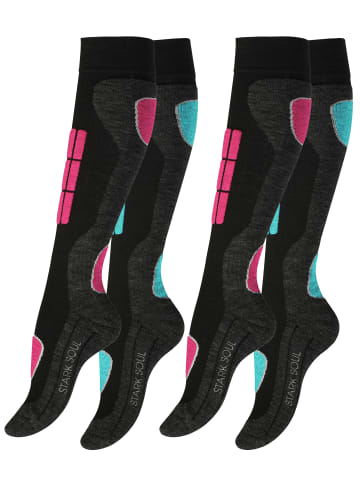 Stark Soul® Skisocken 2 Paar Wintersport Socken, Spezialpolsterung in pink/turquoise