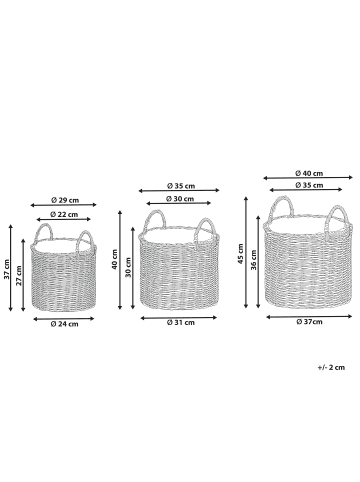 Beliani 3er-Set Outdoor Blumentopf NIKITI in Braun