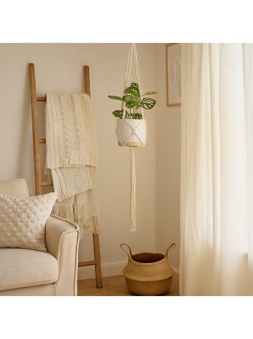 relaxdays 7-tlg. Makramee-Blumenampel Set in Creme