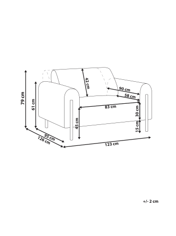 Beliani Sessel ASKIM in Braun/Schwarz - (W) 123 x (H) 79 x (L) 95 cm