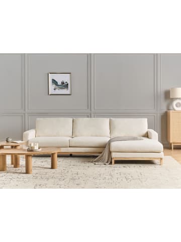 Beliani Ecksofa SIGGARD in Weiß/Braun - (W) 296 x (H) 82 x (L) 163 cm