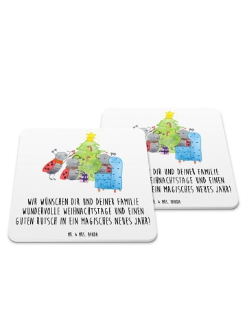 Mr. & Mrs. Panda Getränkeuntersetzer Weihnachten Smörle mit Spruch in Weiß