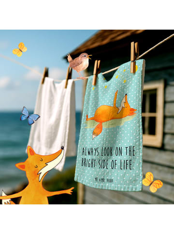 Mr. & Mrs. Panda Handtuch Fuchs Sterne mit Spruch in Türkis Pastell