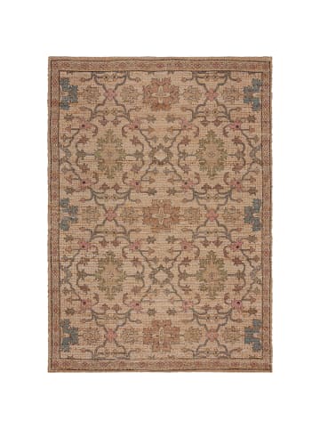 KADIMA DESIGN Flachgewebe Teppich mit floralem Oriental-Muster, Jute-Chenille-Mischung in Rosa