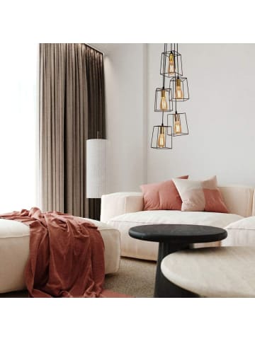 ZMH Pendelleuchte 5-flammige E27 in Schwarz mit Metall