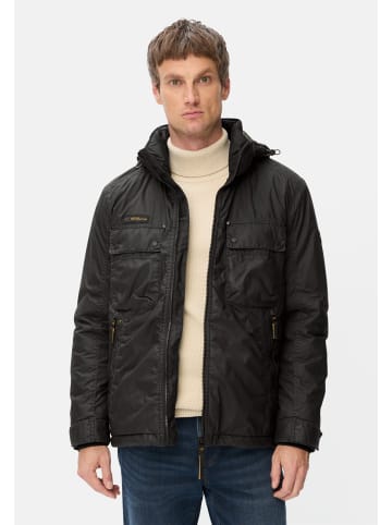 Camel Active Multipocket Jacke aus gewachster Baumwolle in Schwarz