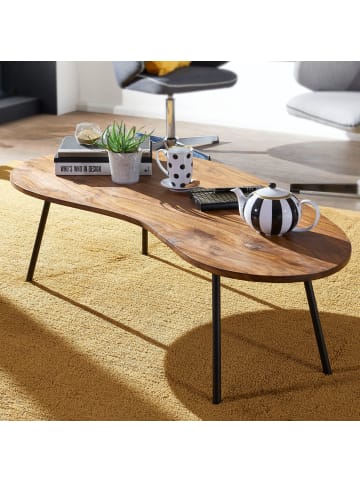 KADIMA DESIGN Couchtisch Retro | Massivholz, Metall-Gestell, Pflegeleicht in Braun