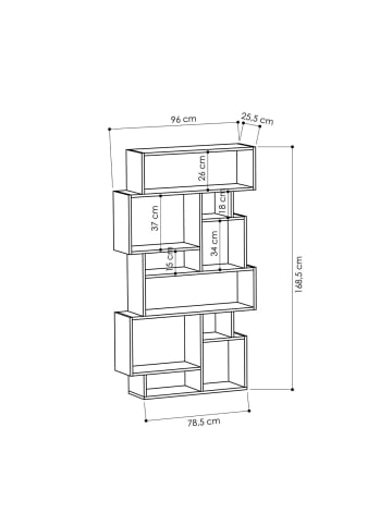 CALICOSY Regal KARMATO in Eiche - (W) 96  x (H) 168,5  x (L) 25,5  cm