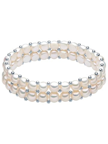 Valero Pearls Armband Sterling Silber Süßwasser-Zuchtperle weiß in weiß