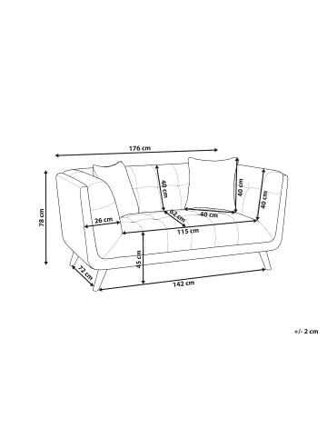 Beliani 3-tlg 2-Sitzer Sofa HABO in Schwarz/Braun