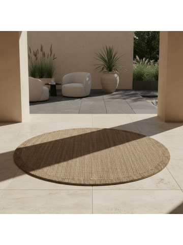 KADIMA DESIGN Teppich Outdoor Waschbar Einfarbig DAFNE Strapazierfähig OEKO-TEX in Braun