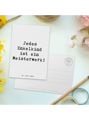 Mr. & Mrs. Panda Postkarte Spruch Enkelkinder Meisterwerk mit Sp... in Weiß