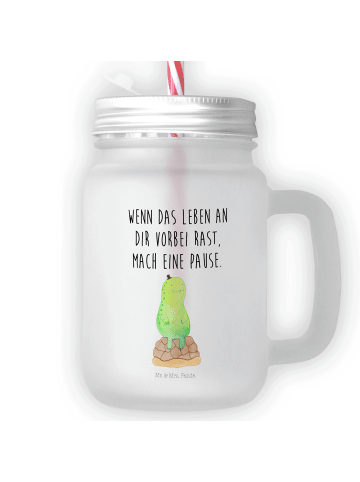 Mr. & Mrs. Panda Trinkglas Mason Jar Schildkröte Pause mit Spruch in Transparent