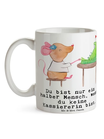 Mr. & Mrs. Panda Tasse Kassiererin Herz mit Spruch in Weiß