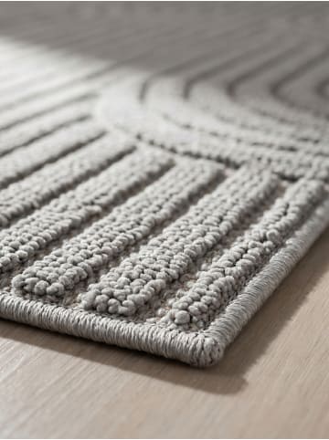 KADIMA DESIGN Flachgewebe-Teppich Hoch-Tief Bögen 3D Relief Pflegeleicht in Silber