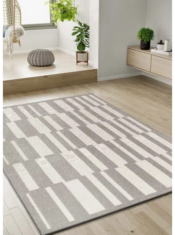 Atticgo Kurzflor-Teppich BARESA in grau / weiß