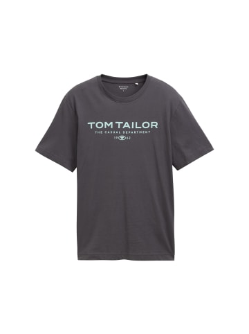 Tom Tailor T-Shirt mit Aufdruck The Casual Department 1962 in Dunkelgrau
