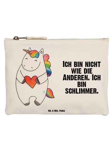Mr. & Mrs. Panda Schminktasche Einhorn Herz mit Spruch in Weiß