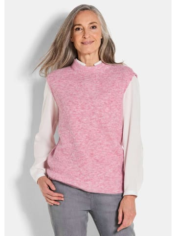 GOLDNER Kurzgröße: Pullunder Edler Rippstrick Pullunder, Stehkragen in rosé