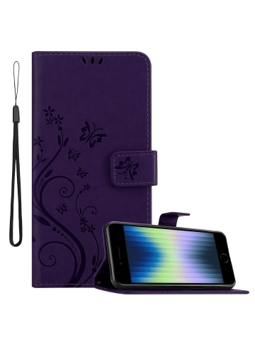 cadorabo Hülle für iPhone SE4 Blumen Design in Floral Dunkel Lila