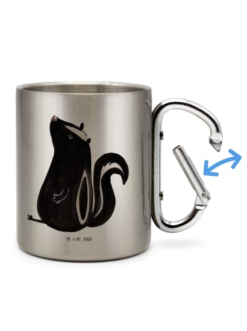 Mr. & Mrs. Panda Kaffeebecher Stinktier Sitzen ohne Spruch in Silber