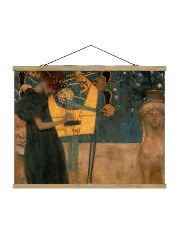 WALLART Stoffbild mit Posterleisten - Gustav Klimt - Die Musik in Grün